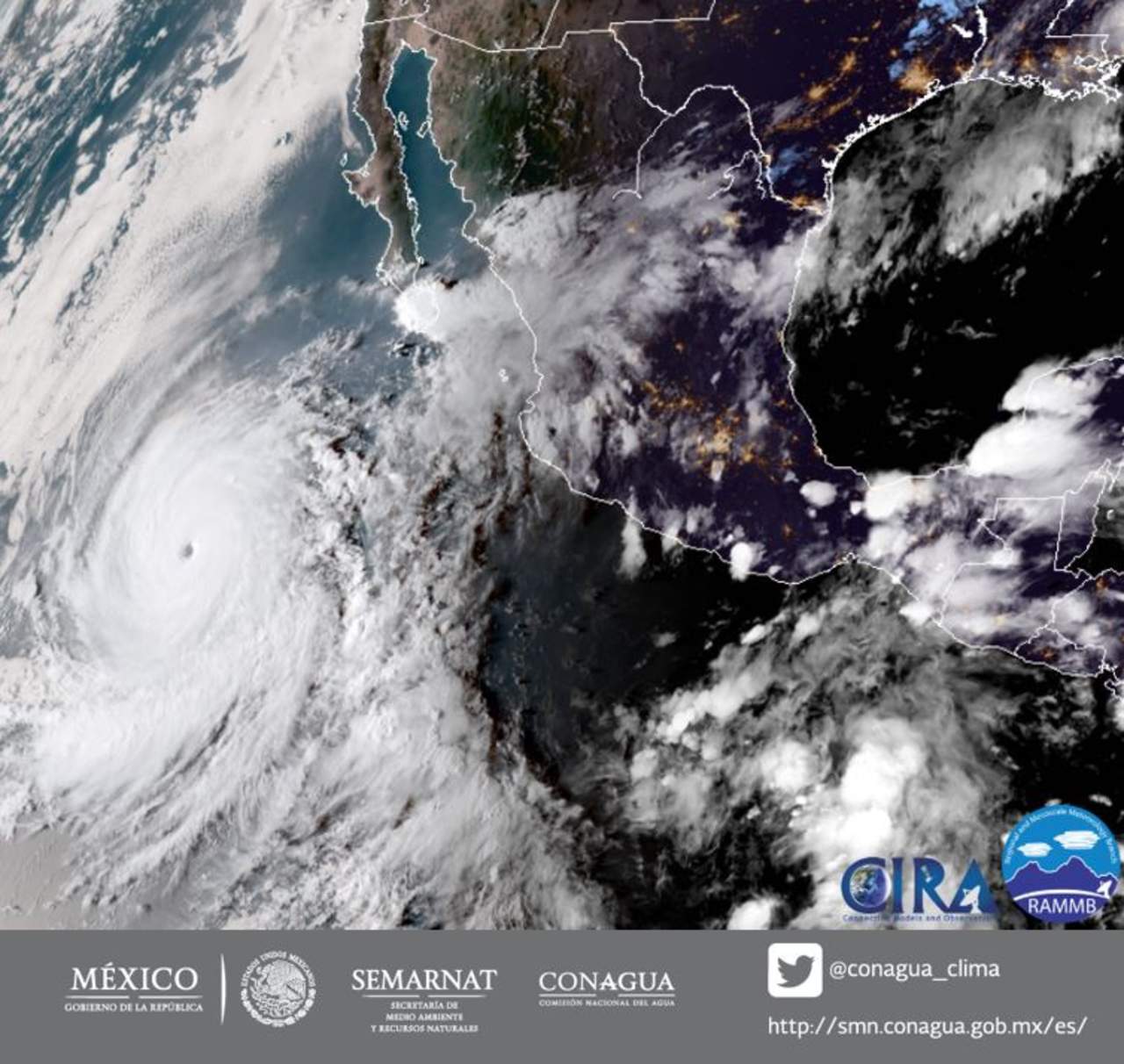 Sus desprendimientos nubosos refuerzan el potencial de tormentas en Baja California Sur, Sinaloa, Nayarit, Jalisco y Colima. (ESPECIAL)