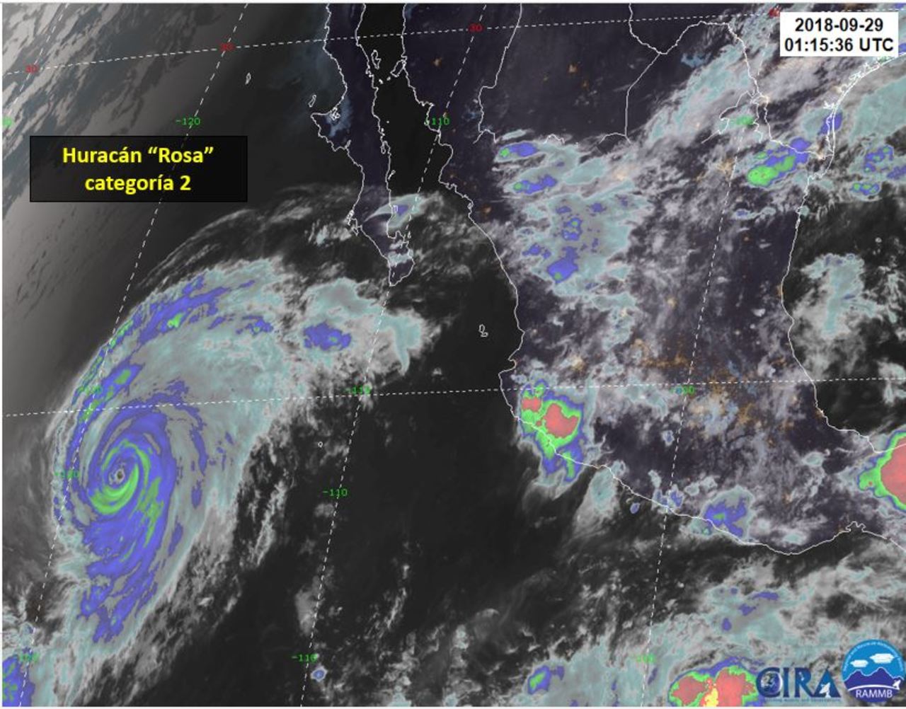 Trayectoria. El huracán 'Rosa' podría tocar tierra por Baja California el próximo lunes.