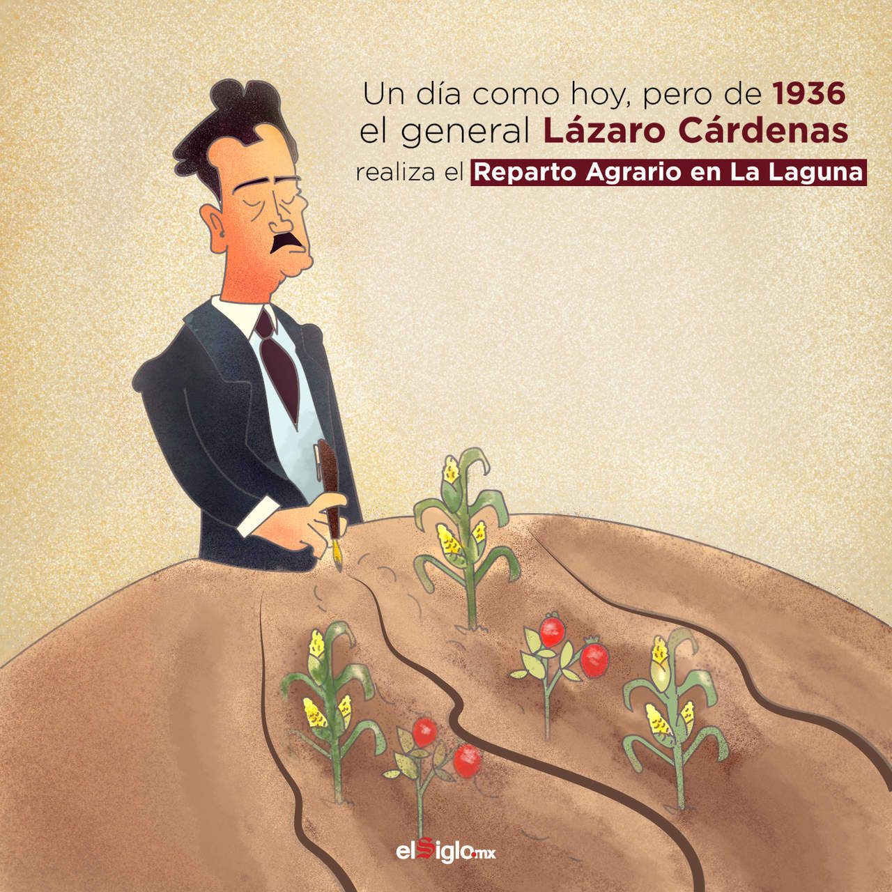 Un día como hoy, pero del año 1936, el general Cárdenas emitió el acuerdo para repartir, entre los campesinos sin tierra, todas las de la Comarca Lagunera de Durango y Coahuila. (TOM PALOMARES)