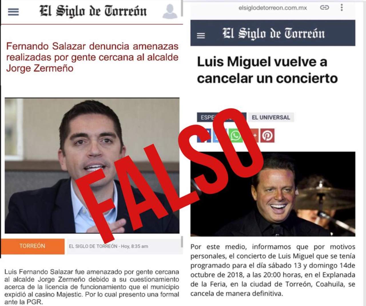 Ante tales publicaciones, El Siglo de Torreón se deslinda de dicha información que circula a través de redes sociales. (EL SIGLO DE TORREÓN)