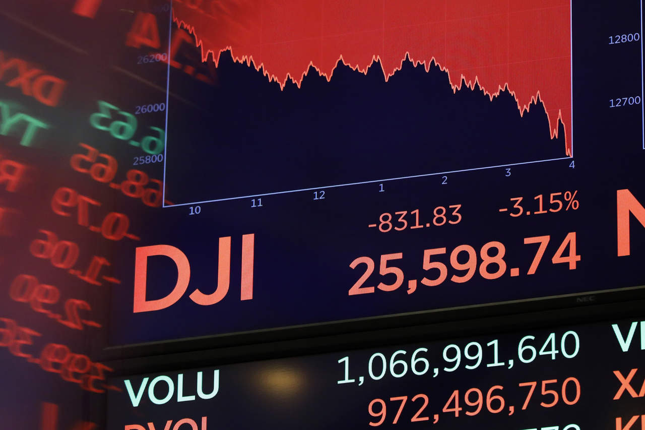 El Dow Jones pierde en conjunto más de 1,000 puntos en los dos últimos días. (AP) 
