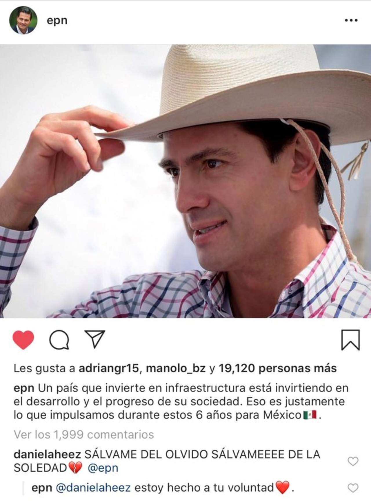 Peña Nieto respondió comentarios en Instagram. (ESPECIAL) 