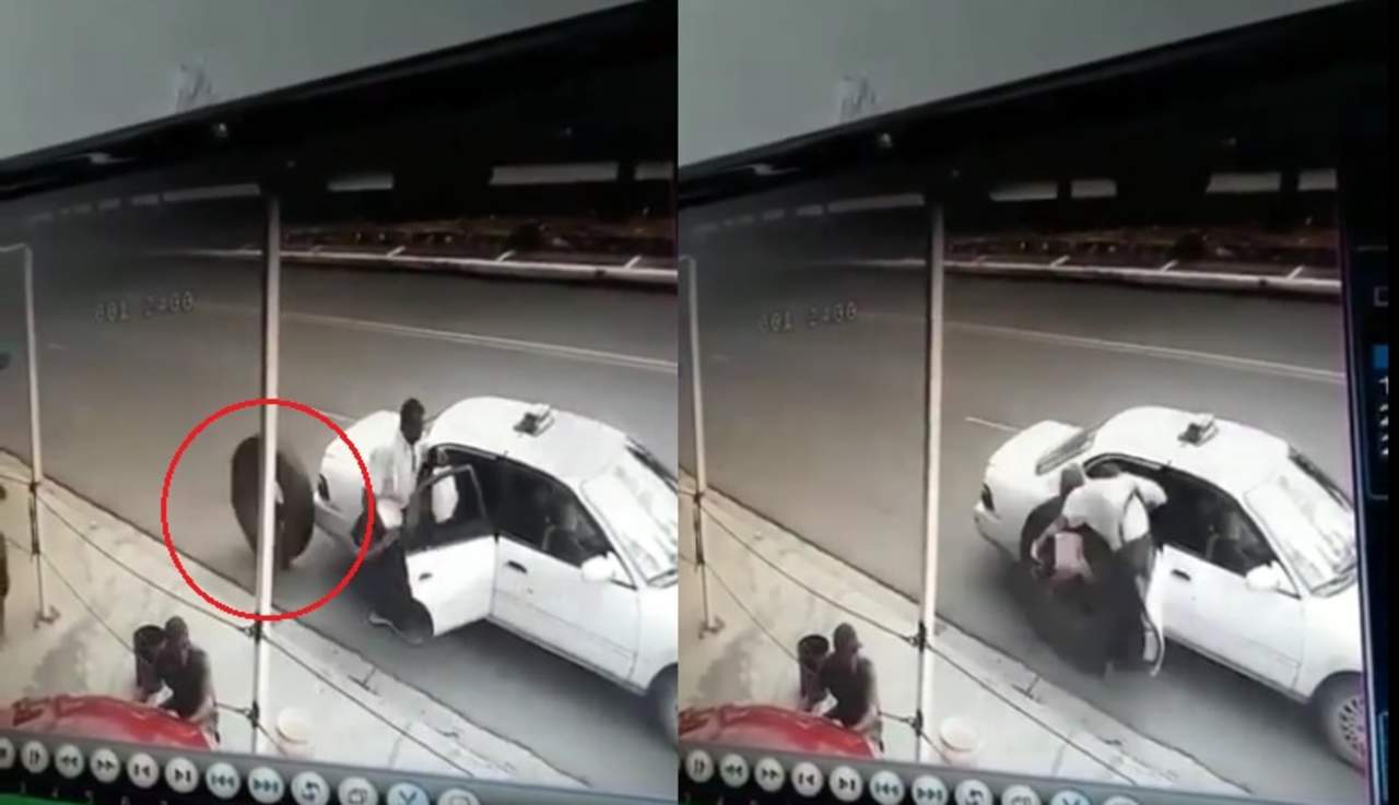 El neumático apareció repentinamente golpeando la espalda de la víctima (INTERNET)  