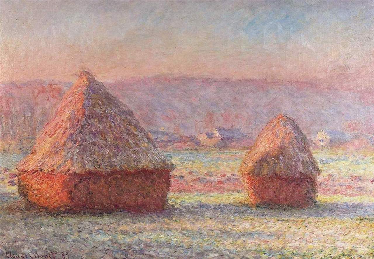 Meule muestra un campo rústico al atardecer, una vista que contemplaba el pintor desde su villa francesa en Giverny. (ESPECIAL)