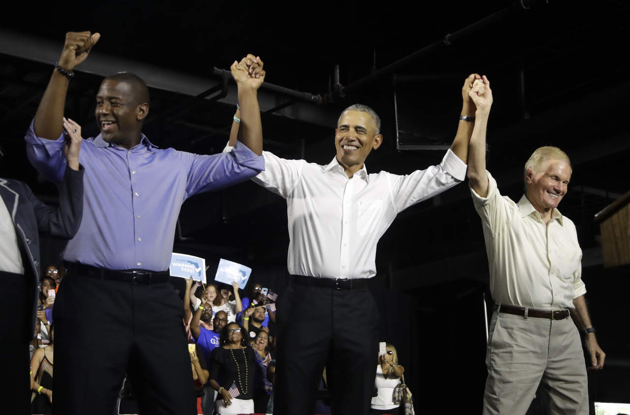 Obama estaba apoyando el senador Bill Nelson, quien busca la reelección y al afroamericano Andrew Guillium por la gubernatura. (AP)