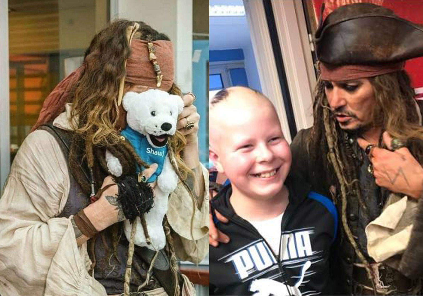Alegría. En su personaje de Jack Sparrow visita a los pacientes de un hospital. (ESPECIAL)