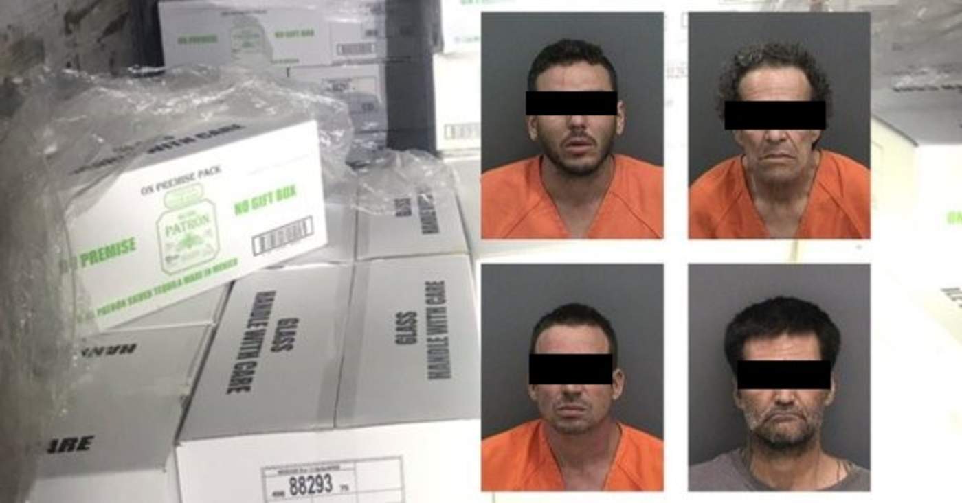 Cuatro hombres fueron arrestados en Florida por supuestamente robar más de 500 mil dólares de tequila de un camión de remolque. (TWITTER) 