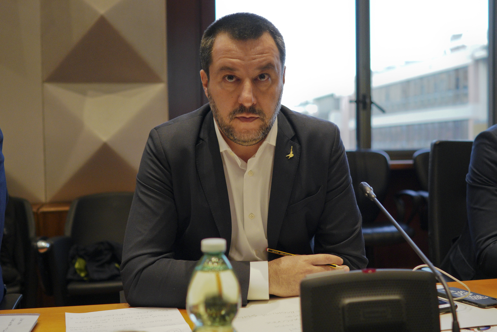 El ministro italiano del Interior Matteo Salvini, en una reunión sobre la violencia en el futbol, realizada en Roma.