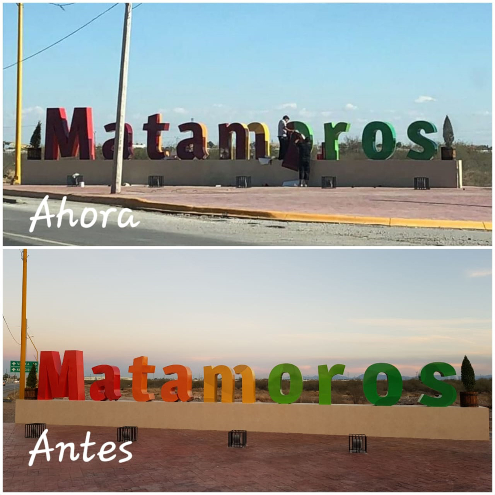 Cambio. Por la mañana se cambió el color del nombre de Matamoros y se regresó al color original, pues causó molestia. (EL SIGLO DE TORREÓN)