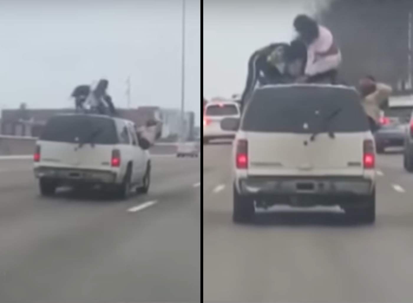 Mujeres hacen twerking sobre un auto en movimiento