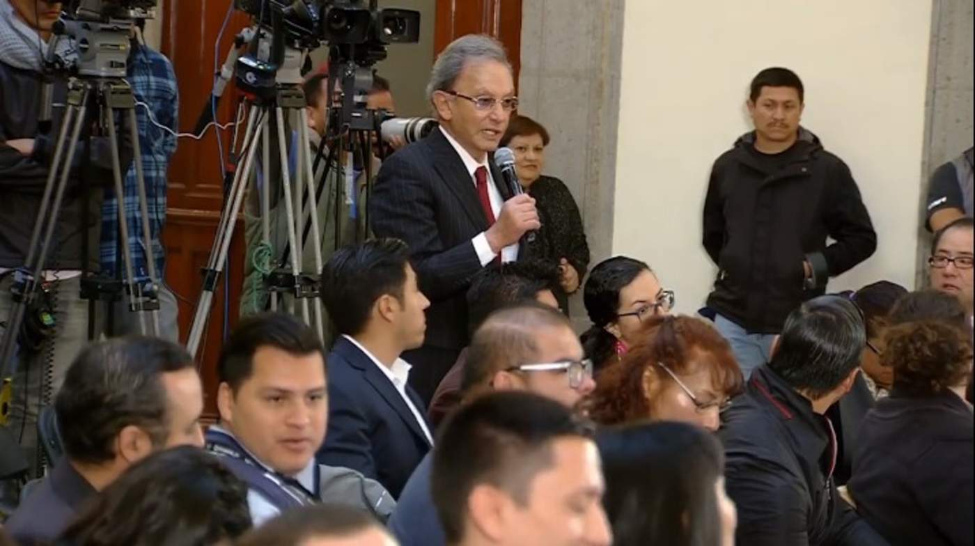 Nino Canún reapareció durante la conferencia matutina de AMLO, y en su intervención que duró varios minutos, reveló haber sido vetado por el sexenio anterior. (ESPECIAL)