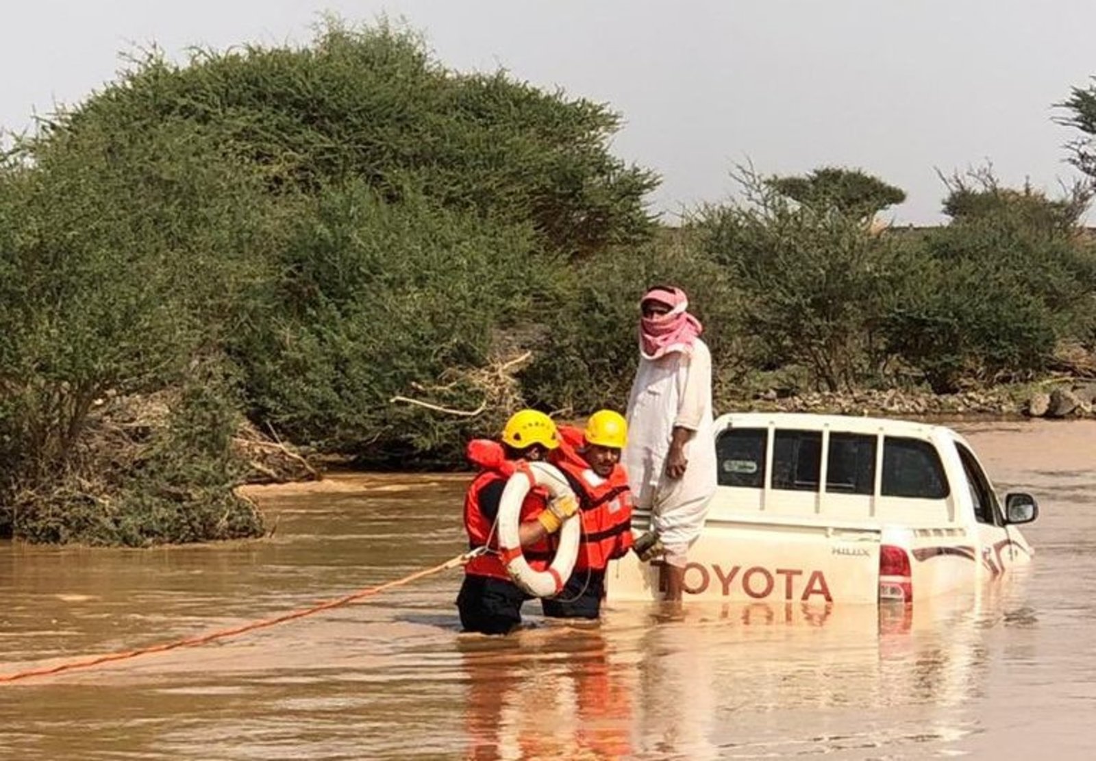 Torrencial. La zona más afectada por las inundaciones es la región de al-Jawf. (TWITTER)