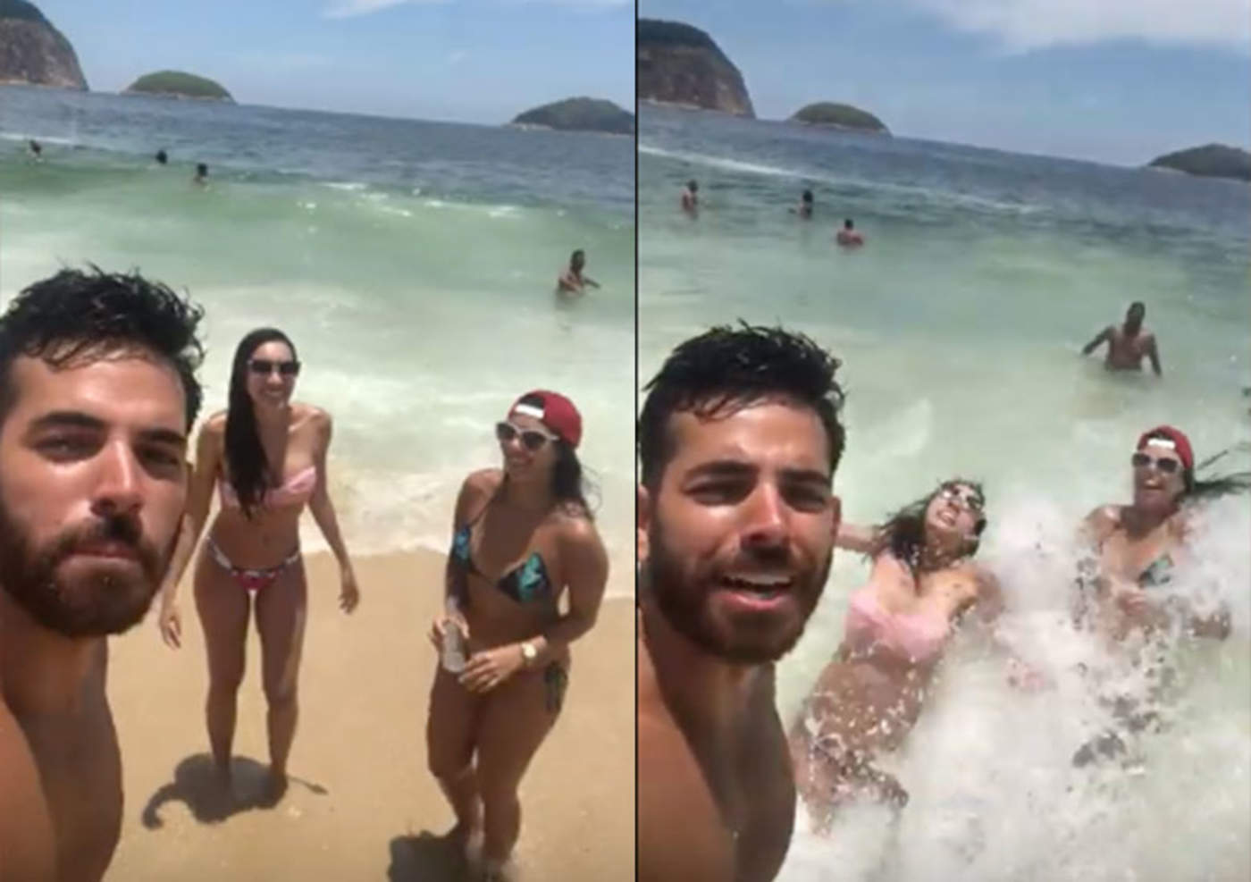 Intentaban tomarse una selfie en la playa y algo ocurre