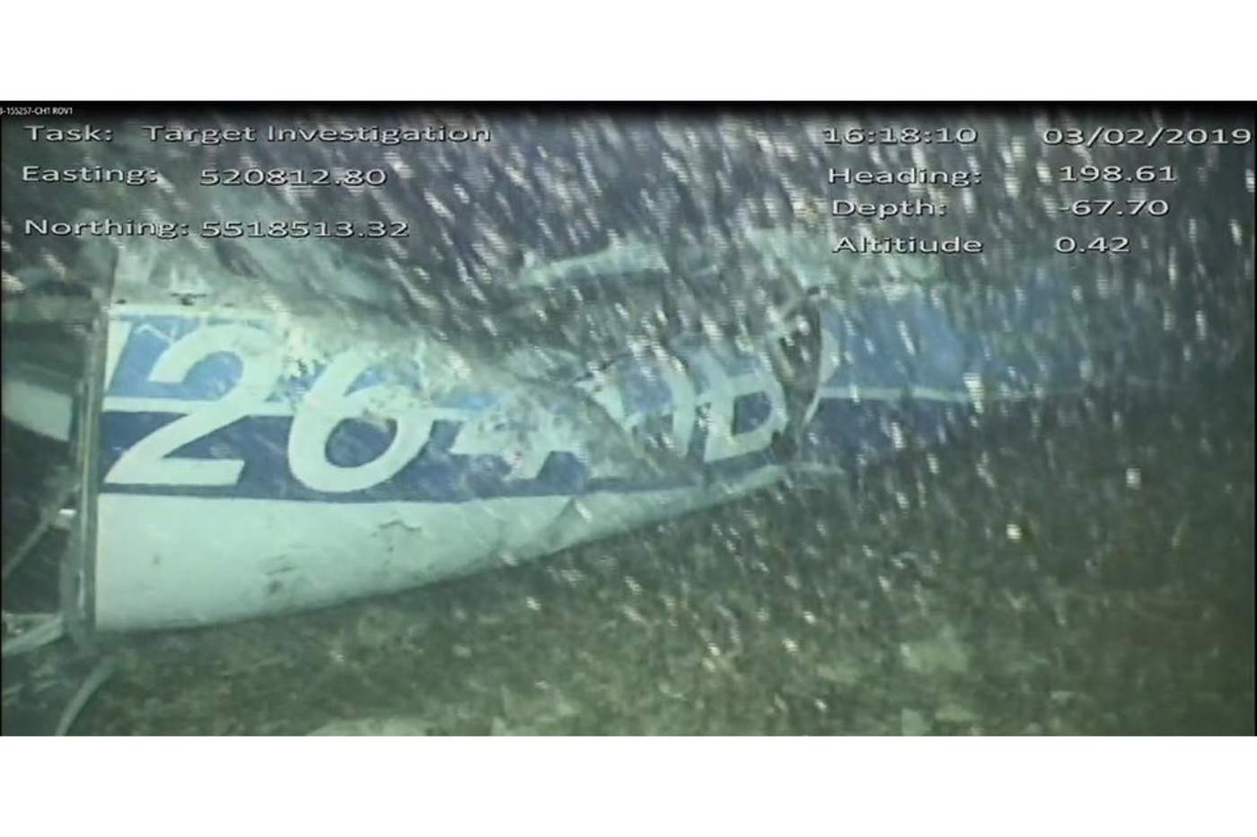 Imagen que muestra los restos del avión N264DB en el que viajaba el futbolista argentino Emiliano Sala.