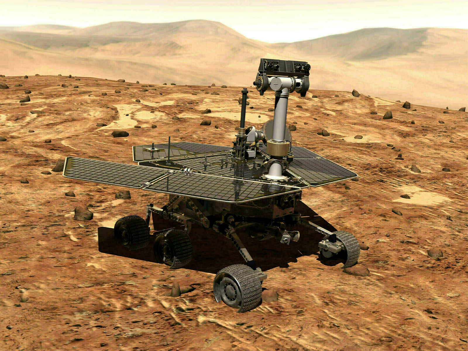 Fin. La sonda rodante Opportunity en la superficie de Marte dejó de enviar información a la NASA. (AP)
