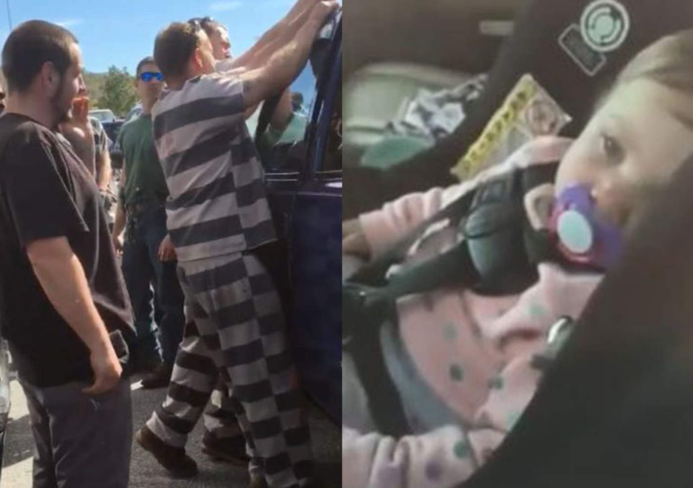 Prisioneros rescatan a bebé encerrada en un vehículo