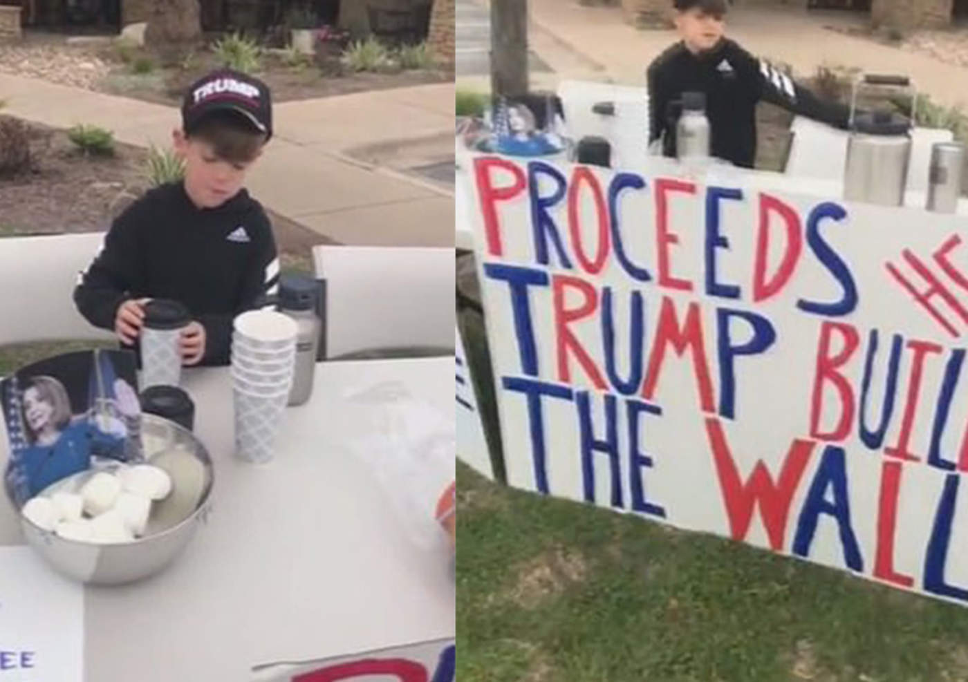 Niño vende chocolate caliente para ayudar a Trump a pagar el muro