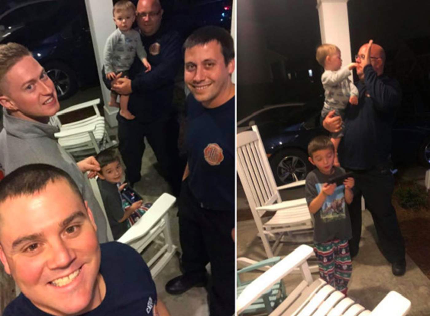 Los bomberos decidieron ayudar cuando hubo que cuidar a dos niños solos en casa. (INTERNET)