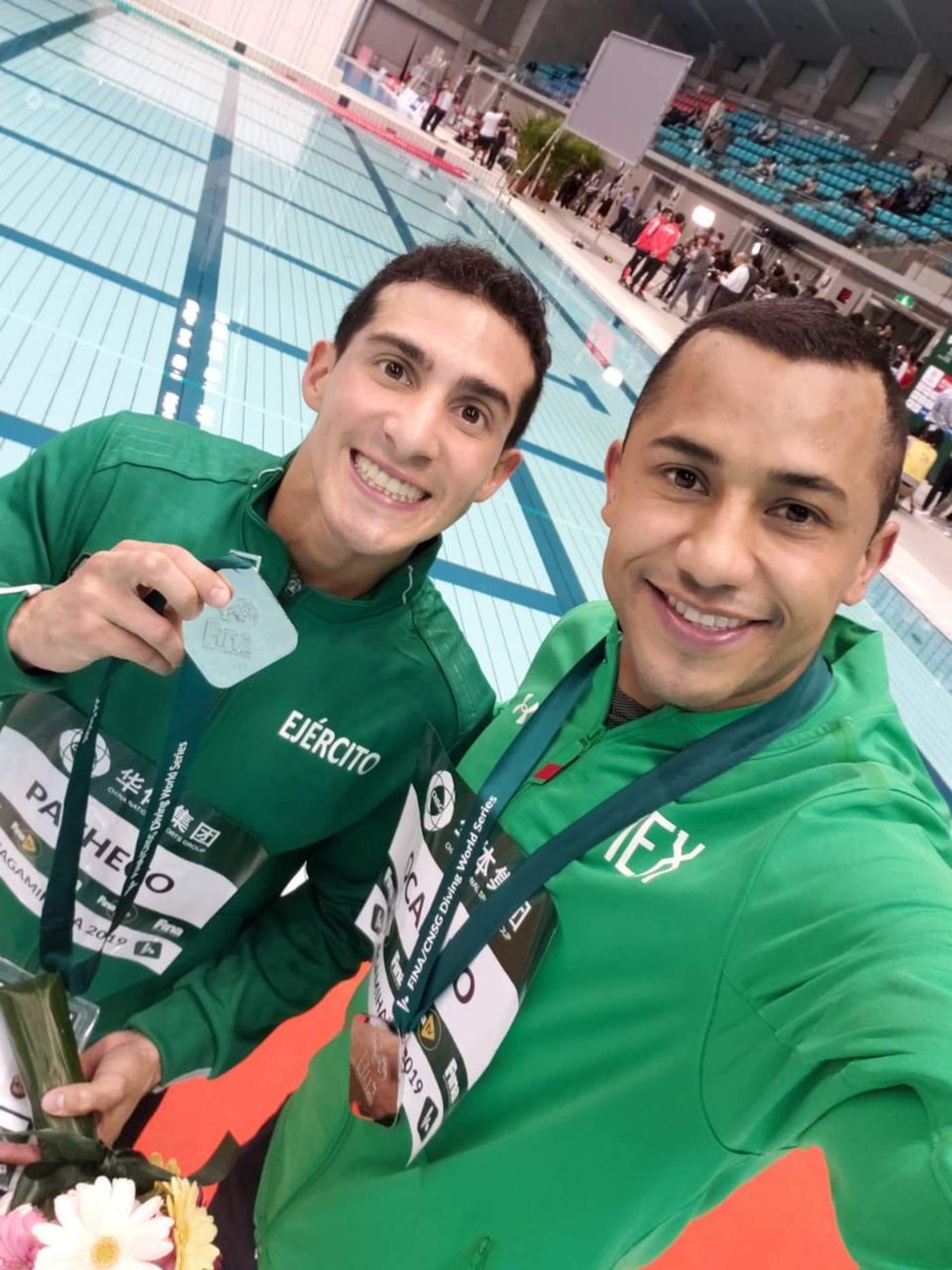 Rommel Pacheco y Yahel Castillo se quedaron a un paso de la final de la prueba de trampolín de tres metros en la primera estación de la Serie Mundial de Clavados. (TWITTER)