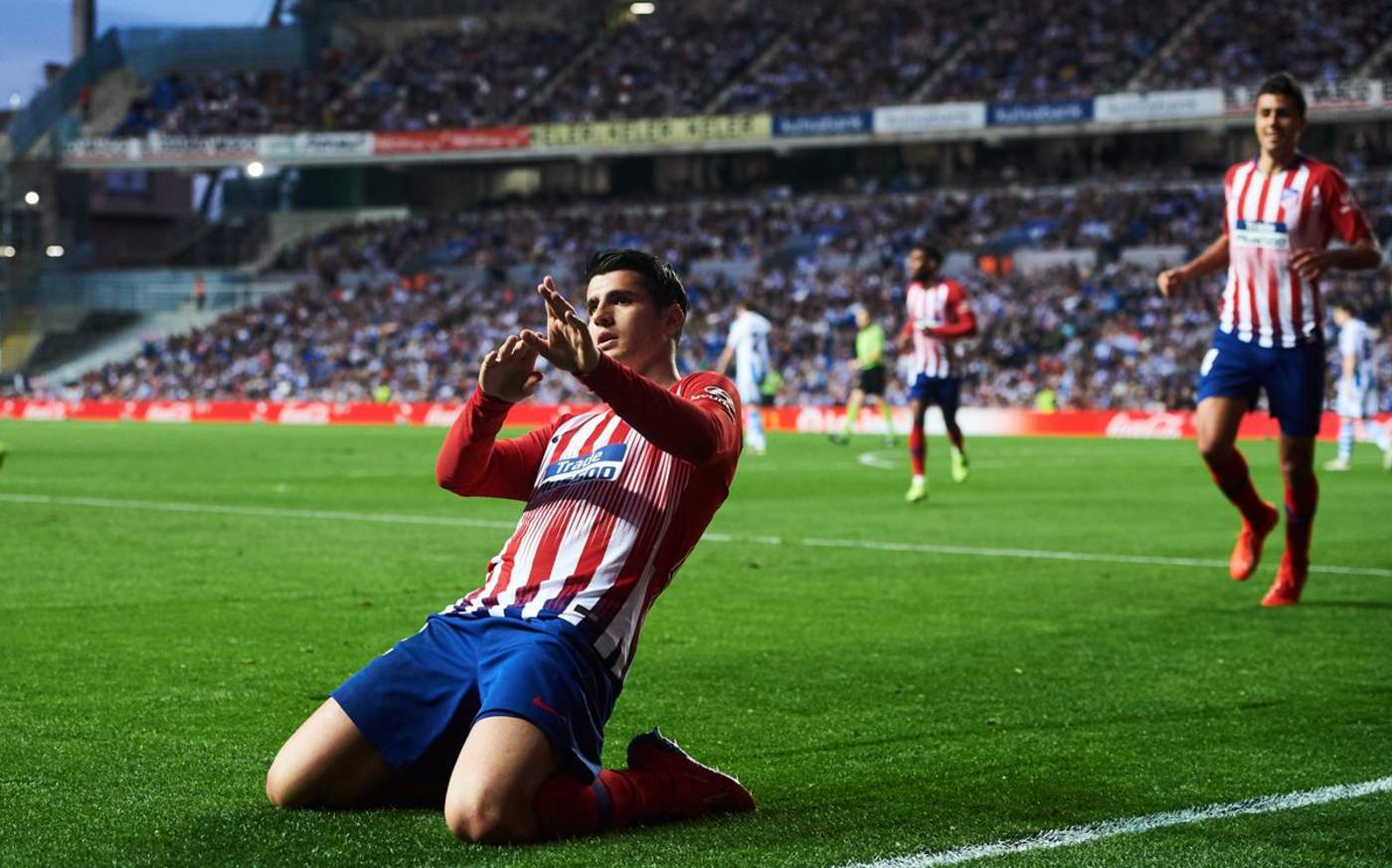 Morata cuenta con tres tantos desde que se unió como refuerzo del Atlético, y logró su segundo doblete del año luego que con el Chelsea convirtió uno ante Crystal Palace. (Especial)