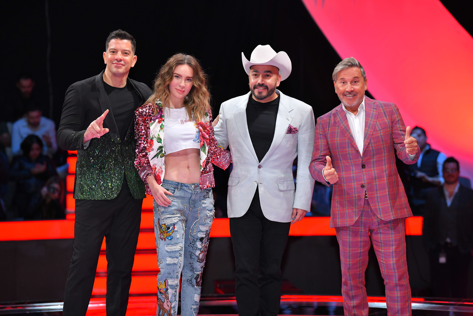 Coaches. Los cantantes Yahír, Belinda, Lupillo Rivera y Ricardo Montaner ocuparán la 'silla más famosa' en la emisión de La voz. (CORTESÍA TV AZTECA)