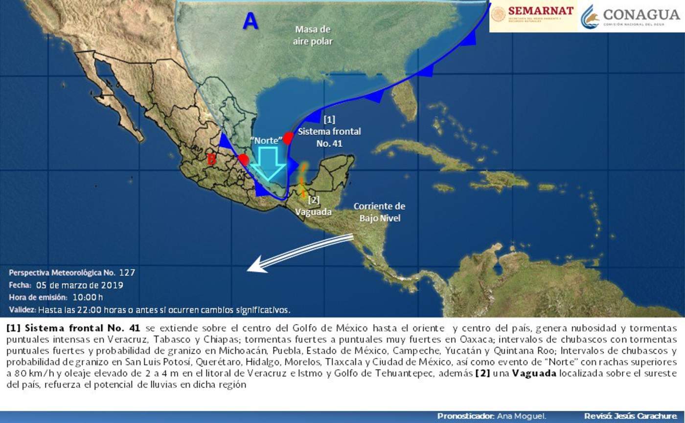 Para este martes se esperan tormentas intensas en Chiapas, Veracruz y Tabasco, así como tormentas muy fuertes en Puebla y Oaxaca. (ARCHIVO)