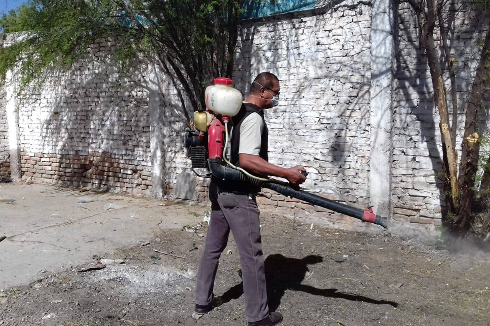 El departamento de Prevención Social del Municipio lleva a cabo labores de fumigación en las colonias y comunidades de Gómez Palacio, a fin de evitar la presencia del mosquito transmisor del dengue. (EL SIGLO DE TORREÓN)