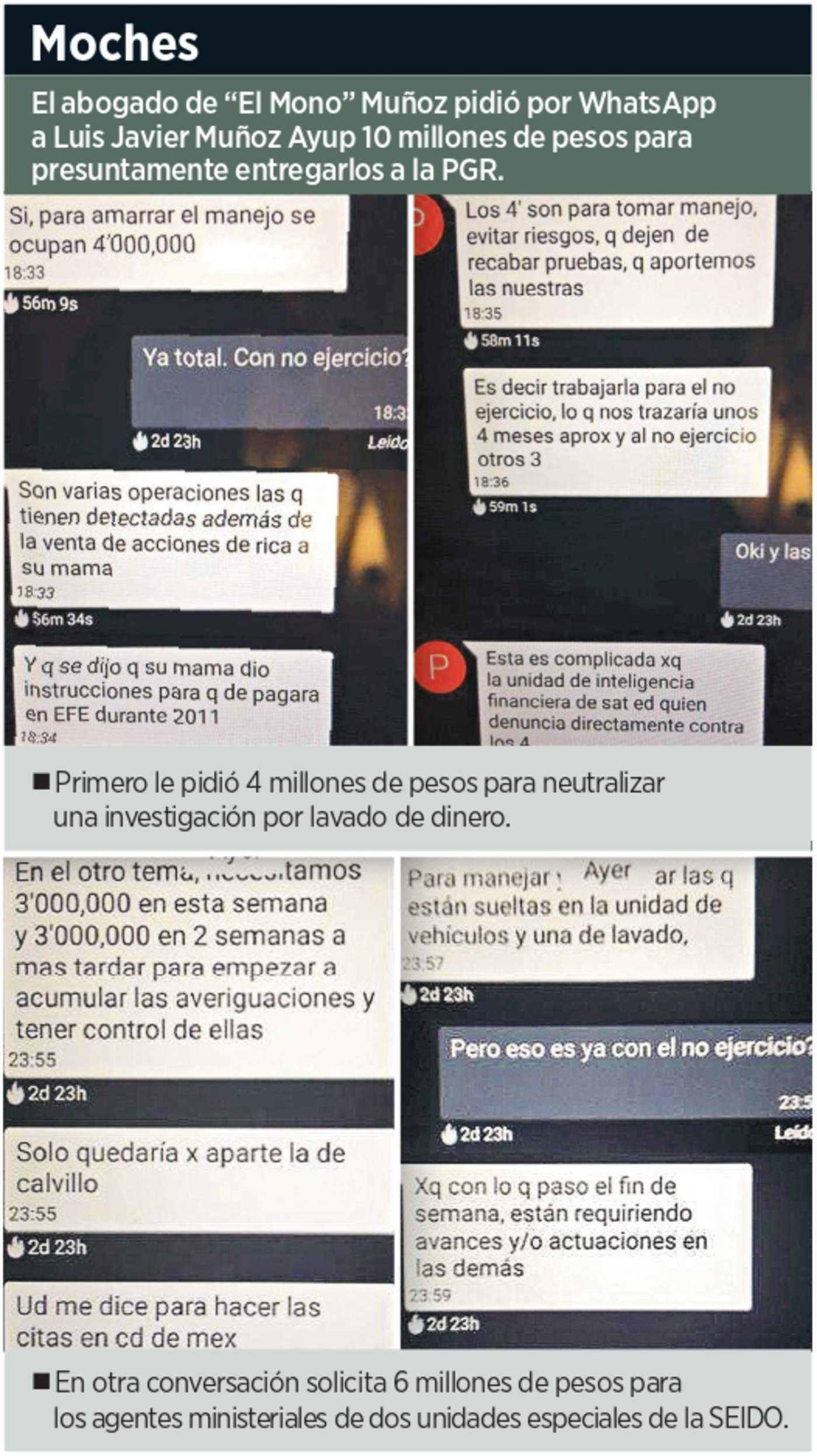 Mensajes revelan sobornos de Muñoz Luévano para 'controlar' investigaciones