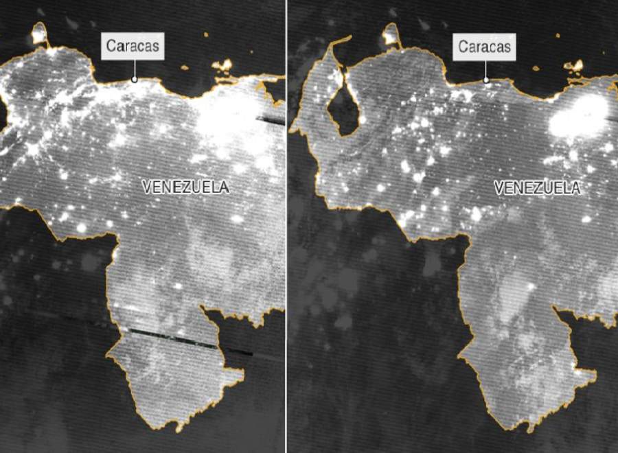 Así se vio desde el espacio el apagón masivo en Venezuela