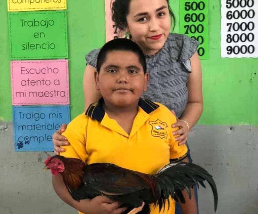VIRAL: Niño conquista en la red al regalarle un gallo a su maestra