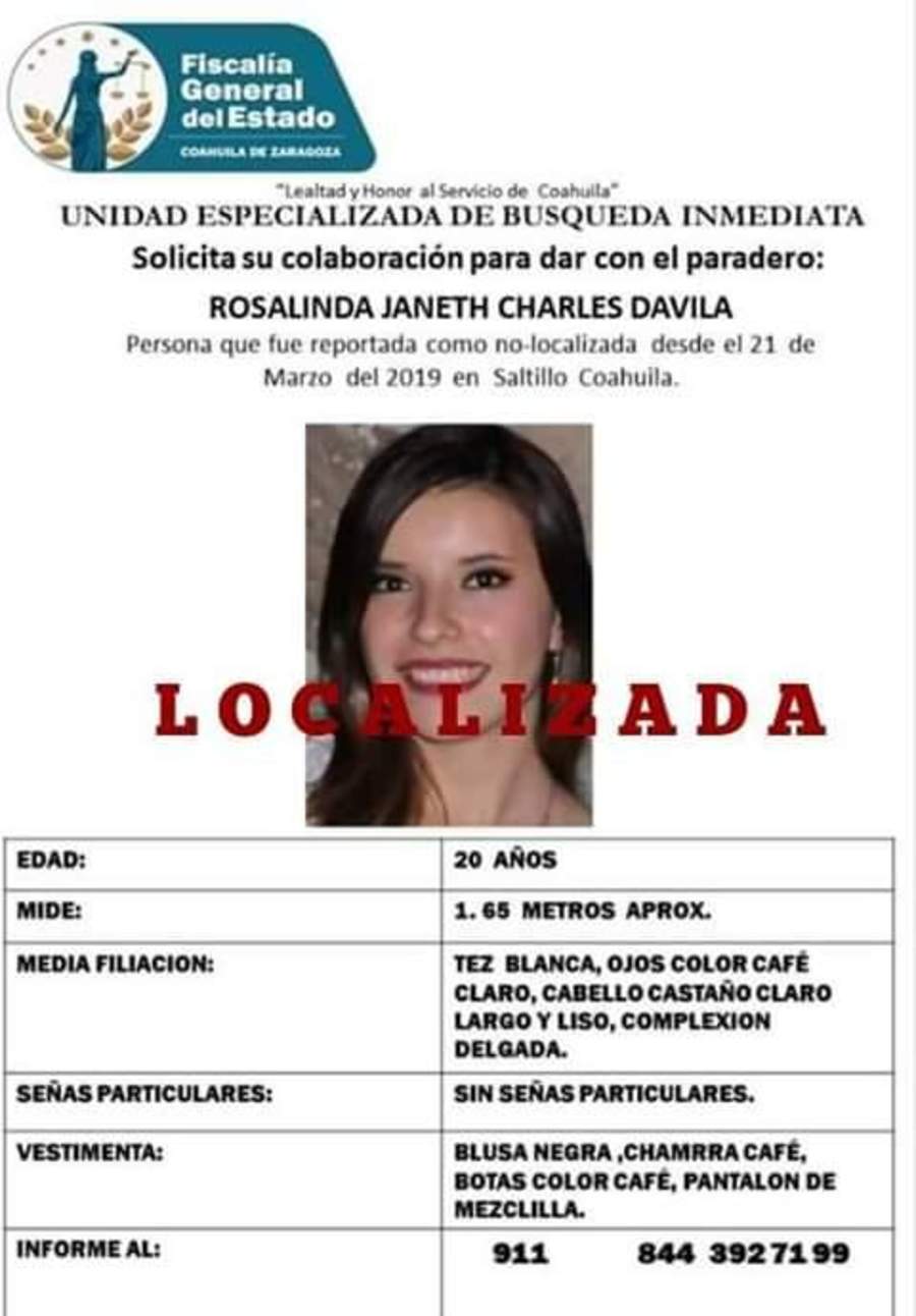 Localizan estudiante reportada como desaparecida en Saltillo