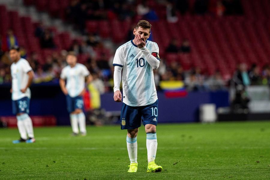 El delantero de Argentina Leo Messi durante el encuentro amistoso entre Argentina y Venezuela.