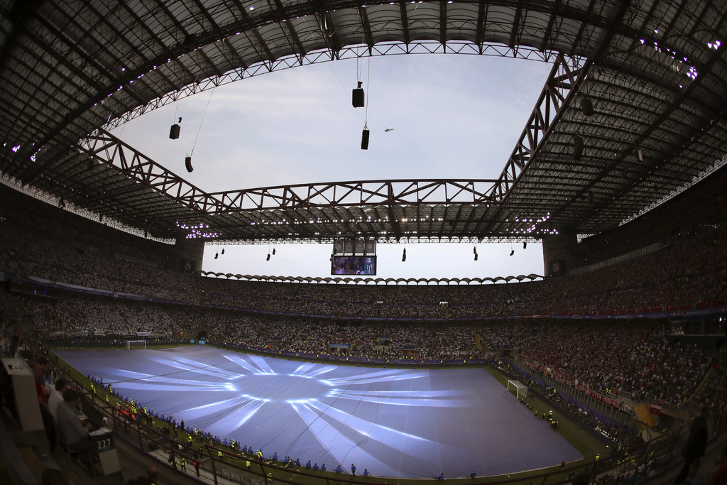 El estadio de San Siro, previo a la final de la Liga de Campeones entre el Real Madrid y el Atlético de Madrid en Milán, en 2016.