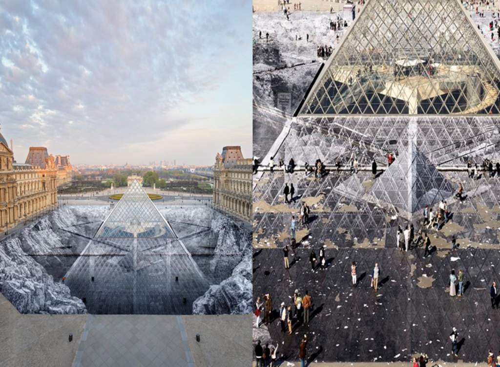 Artista urbano convierte el Louvre en increíble ilusión óptica