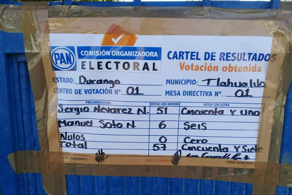 El PAN efectuó el proceso interno de selección de candidato en Tlahualilo; Sergio Nevárez buscará la reelección.