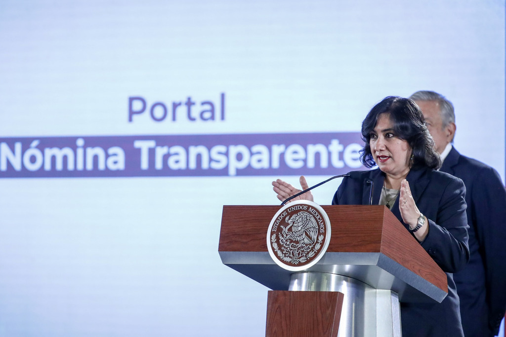 Irma Eréndira Sandoval, secretaria de la Función Pública, presentó ayer el portal nominatransparente.rhnet.gob.mx (AGENCIAS)