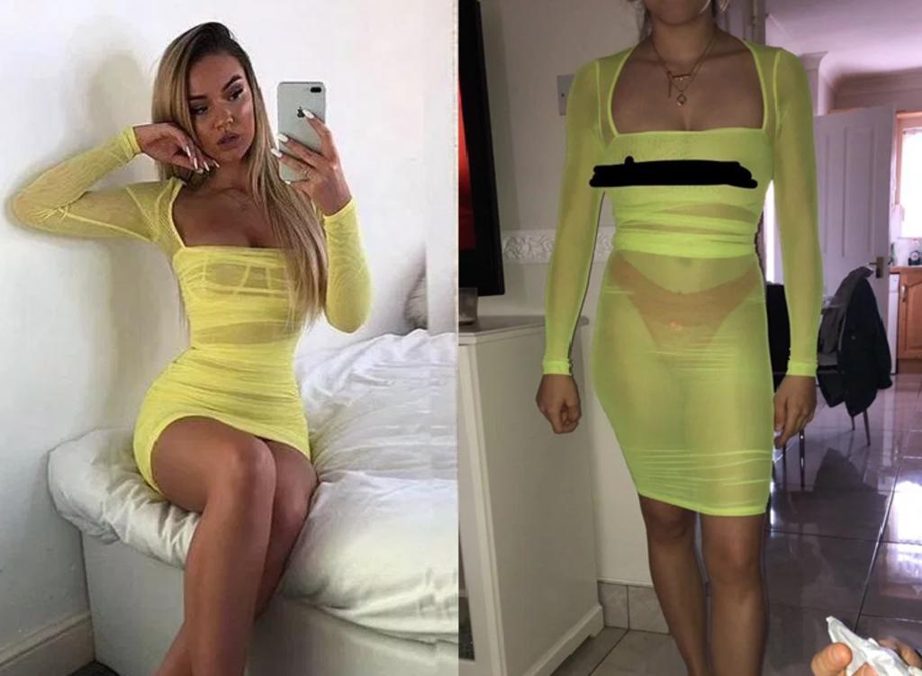 Compró el vestido en internet y al llegar se enteró que era diminuto y transparente. (INTERNET)