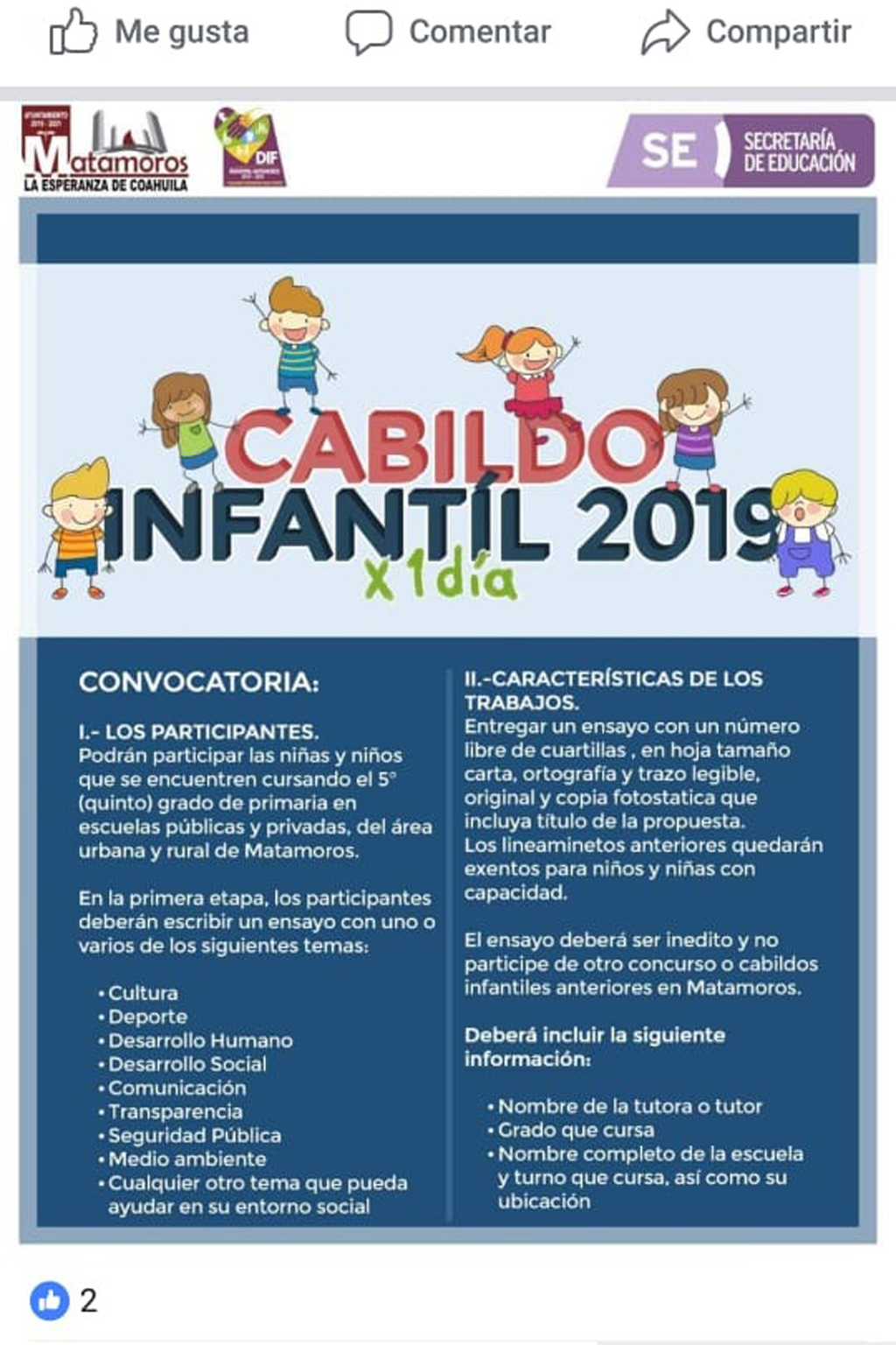 Buscan a candidatos y candidatas para Cabildo Infantil 2019 que se llevará a cabo el próximo 29 de abril.