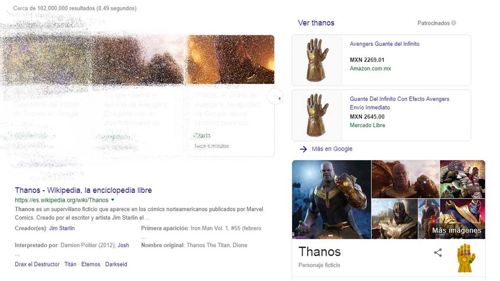 Chasquido de 'Thanos' desaparece resultados de Google