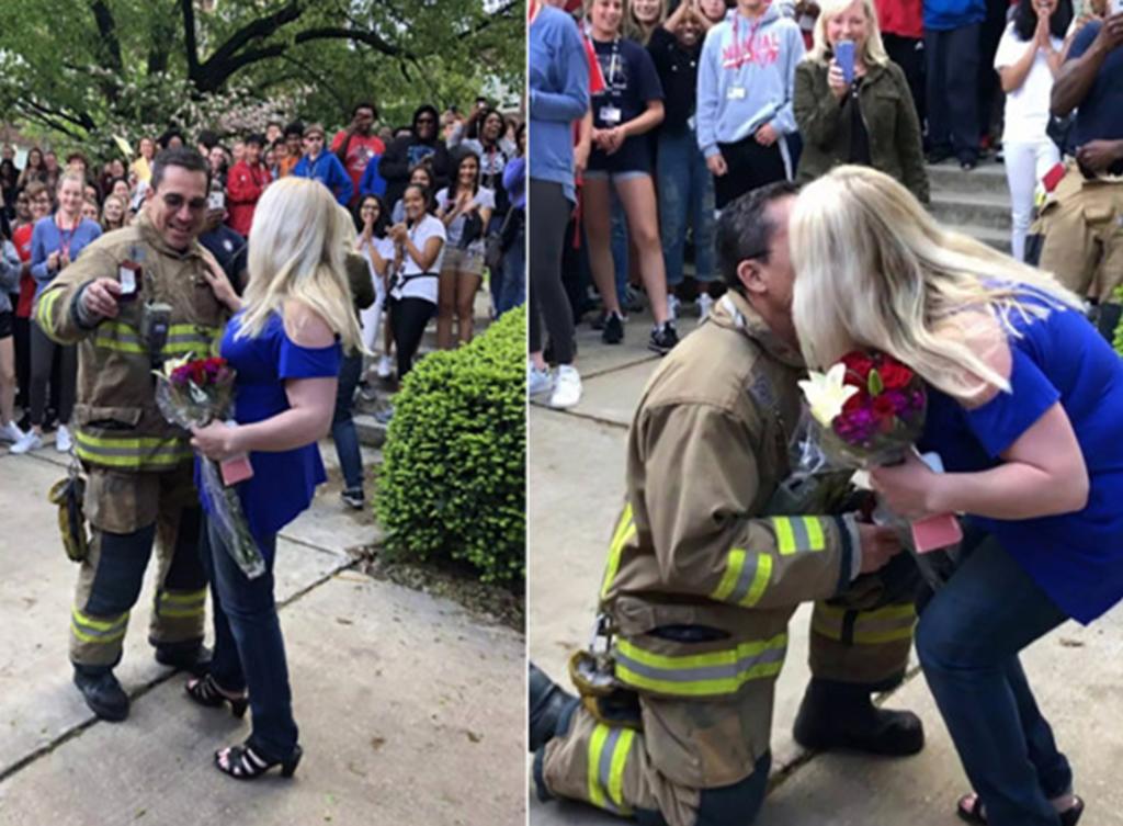 La novia del bombero es maestra en la escuela donde fue el simulacro. (INTERNET)