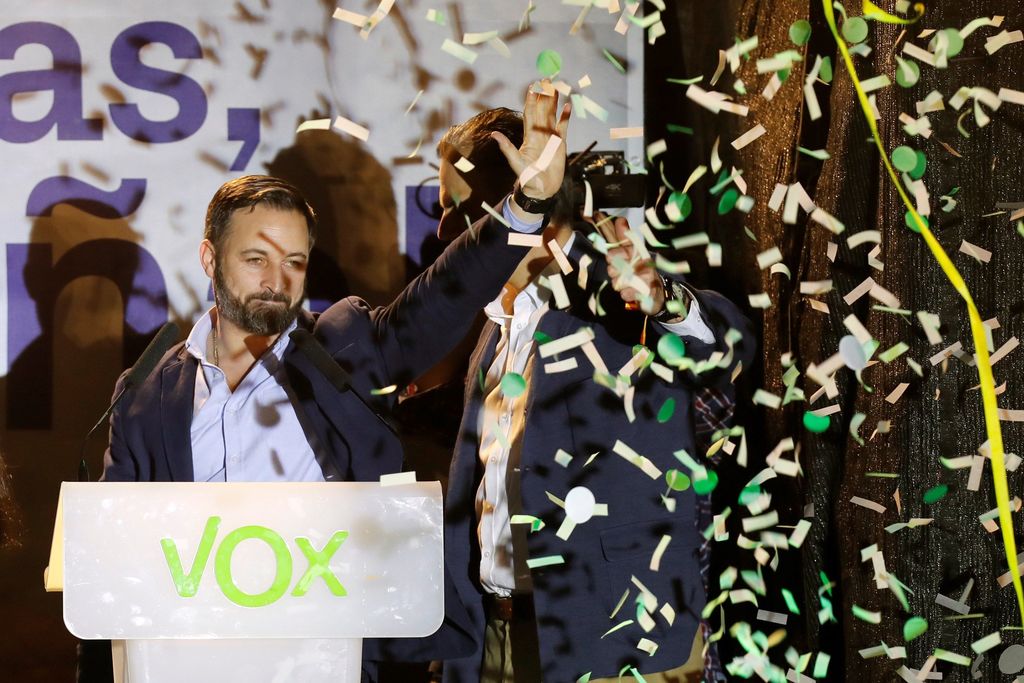 El presidente de Vox, Santiago Abascal, celebró los resultados electorales del pasado domingo. (EFE)