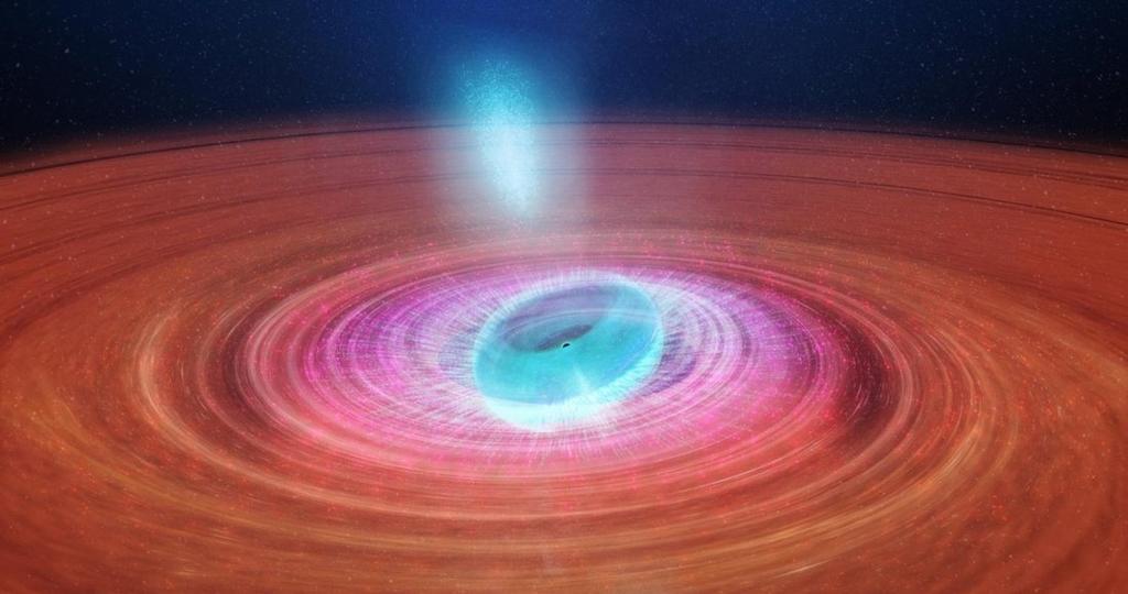 Este agujero negro forma parte del sistema binario V404 Cygni y absorbe material de su estrella compañera. (ARCHIVO)