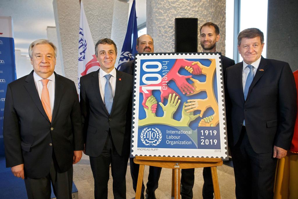  El secretario general de la ONU, Antonio Guterres, exaltó hoy la contribución 'fundamental' de la Organización Internacional del Trabajo (OIT) al diálogo social, al celebrar el centenario de esta institución asentada en Ginebra. (EFE)