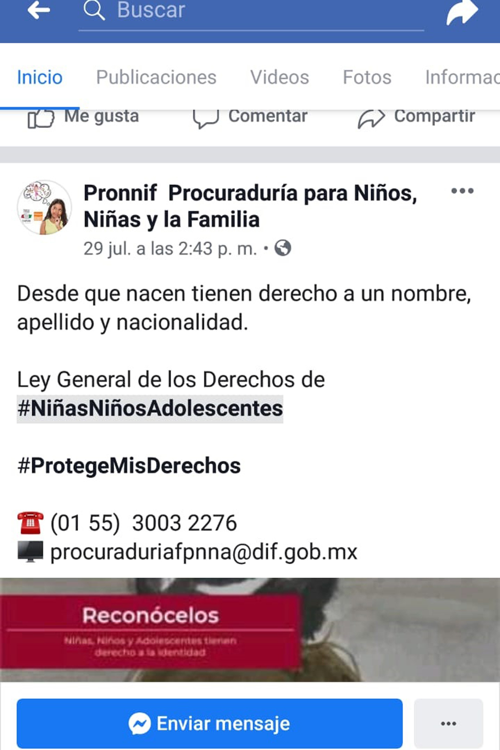 La página de Facebook donde pueden hacer sus reportes es 'Pronnif - Procuraduría para los Niños, Niñas y la Familia'. (CORTESÍA)