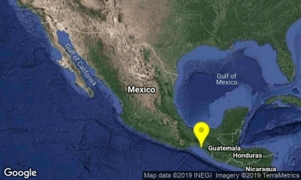 El Sismológico Nacional reportó esta tarde un sismo magnitud 5.4 al suroeste de Tonalá, Chiapas. (TWITTER)