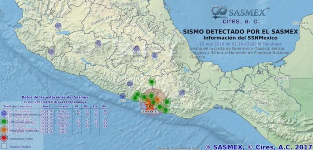 El temblor tuvo lugar a 18 kilómetros al sureste de Ometepec, latitud 16.53, longitud -98.36 y a 10 kilómetros de profundidad.