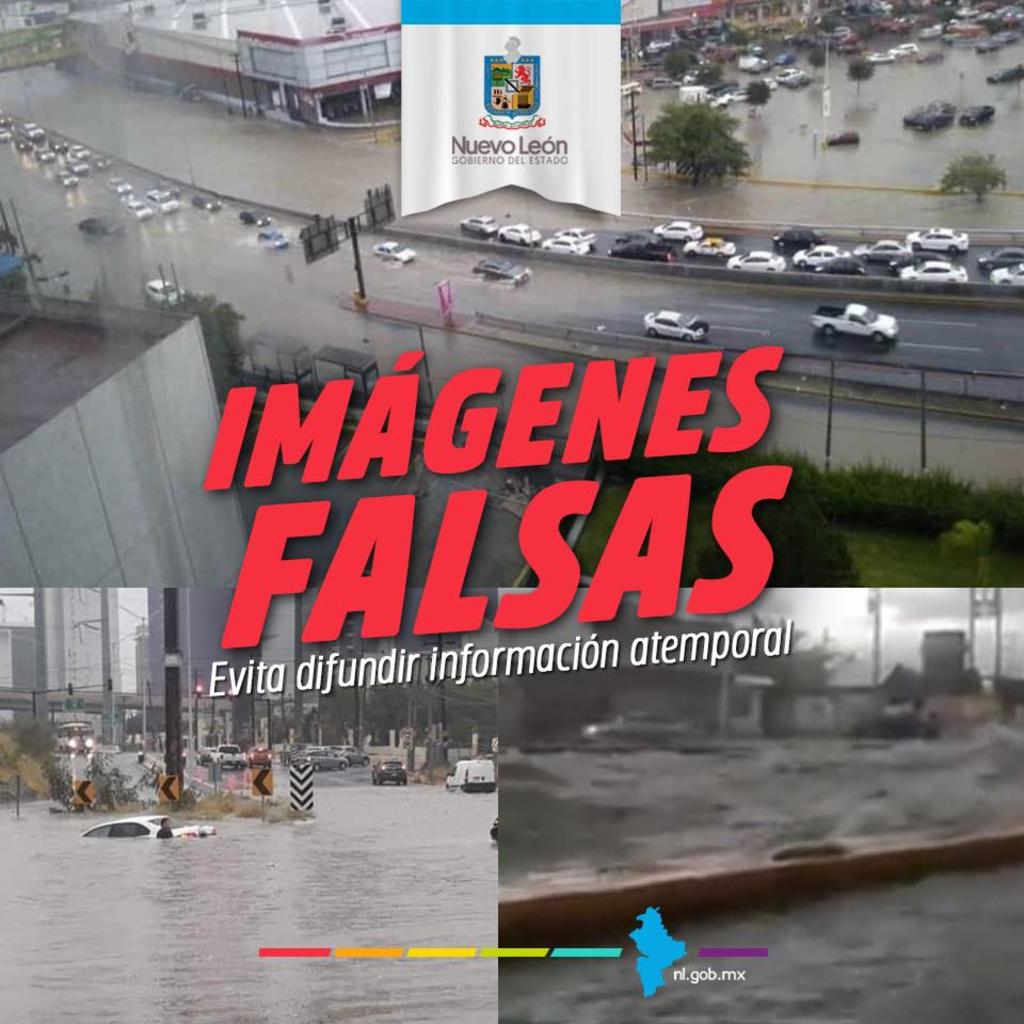 El gobierno del estado de Nuevo León emitió un comunicado para alertar sobre imágenes falsas de las lluvias en Monterrey.