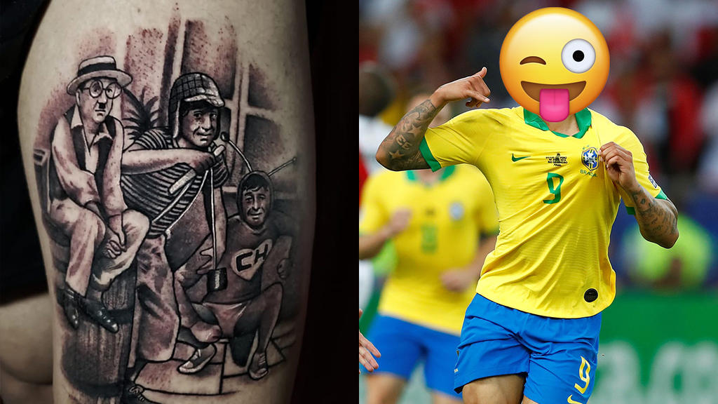 El brasileño se tatuó tres personajes de Chespirito. (ARCHIVO)