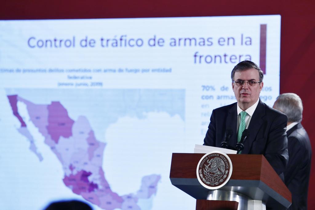 El canciller Marcelo Ebrard Casaubón exigió al Gobierno de Estados Unidos, como una prioridad, congelar el tráfico de armas por la frontera de ambos países. (EL UNIVERSAL)