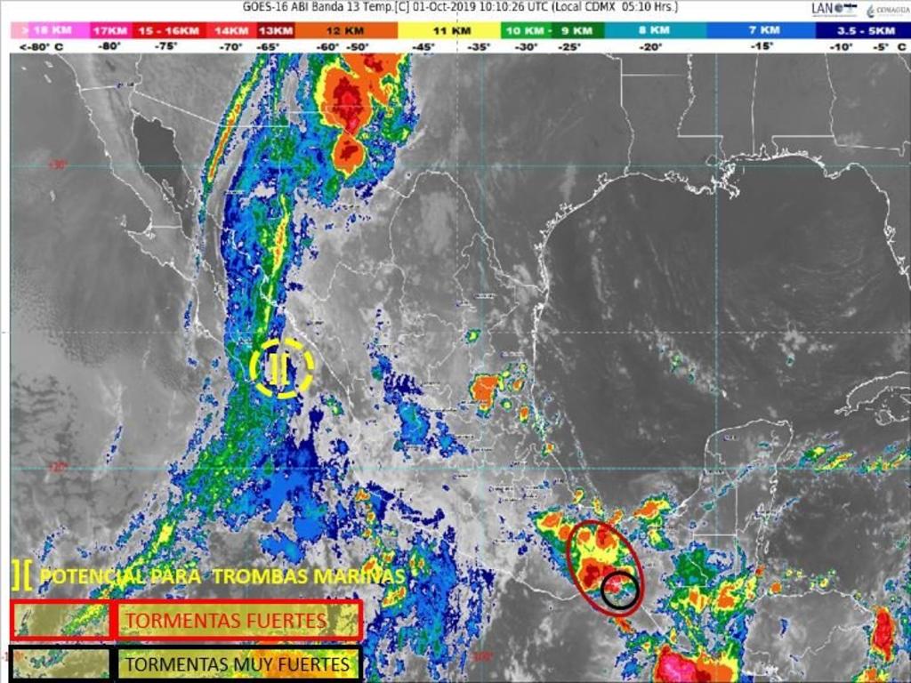 La tormenta tropical Narda se degradó a depresión tropical esta mañana, y se localiza en línea de costa a 65 kilómetros al noroeste de Playa Huatabampito, en Sonora, y a 180 kilómetros al noroeste de Los Mochis, Sinaloa. (TWITTER)